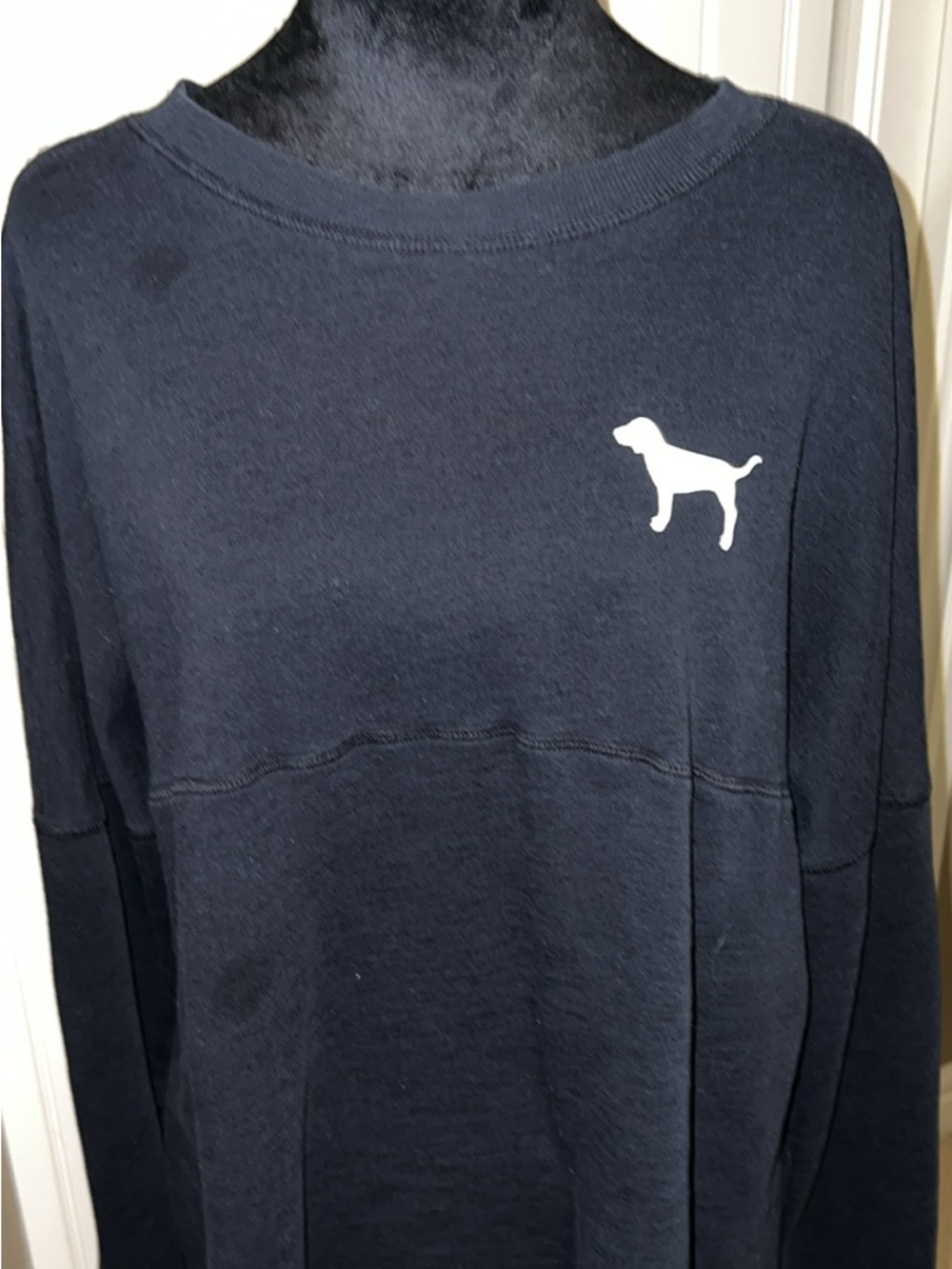 PINK Victoria's Secret Navy Crewneck Sweatshirt with Dog Logo